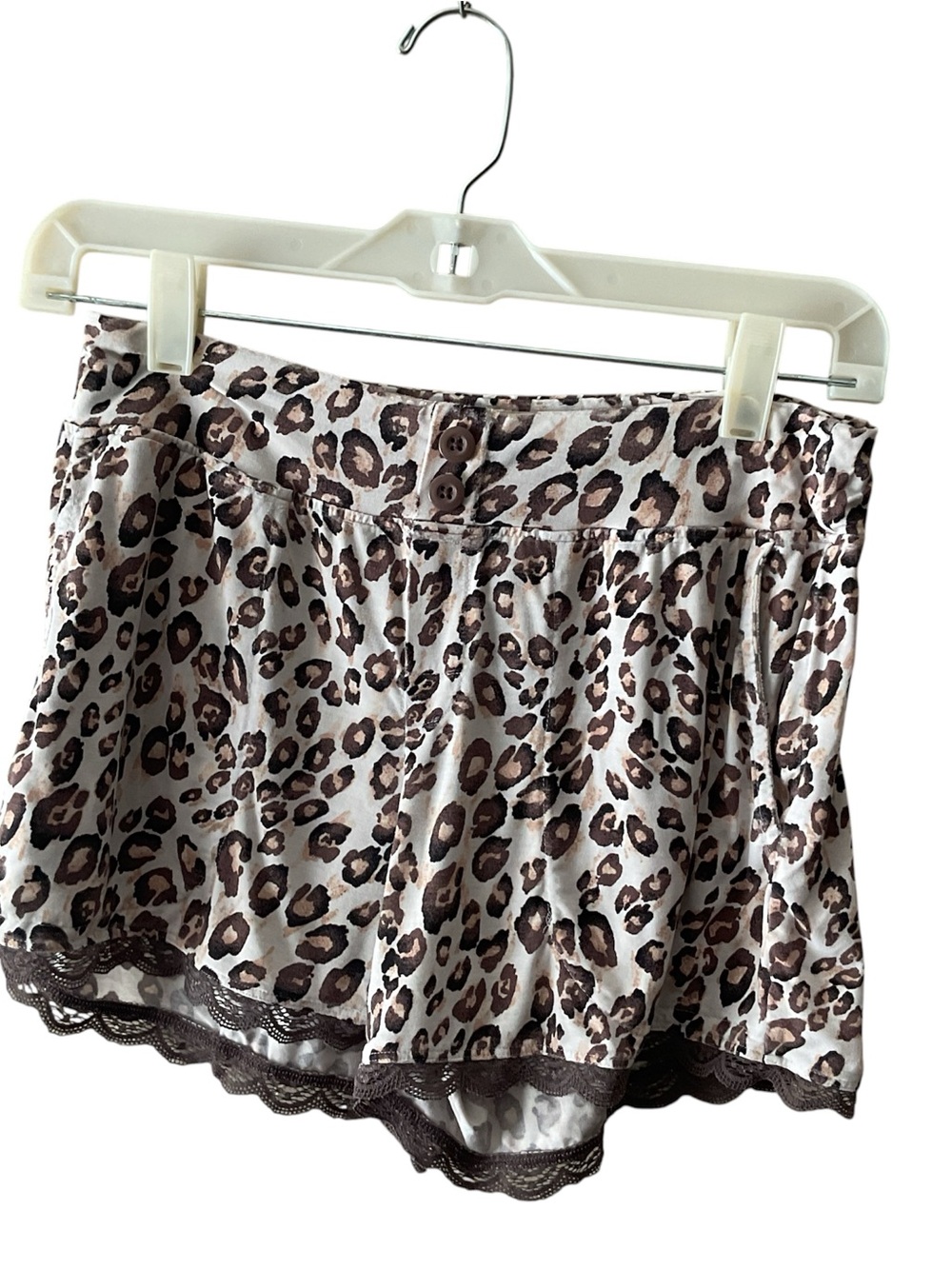 Soma Leopard Print Sleep Shorts in Brown and White animal print